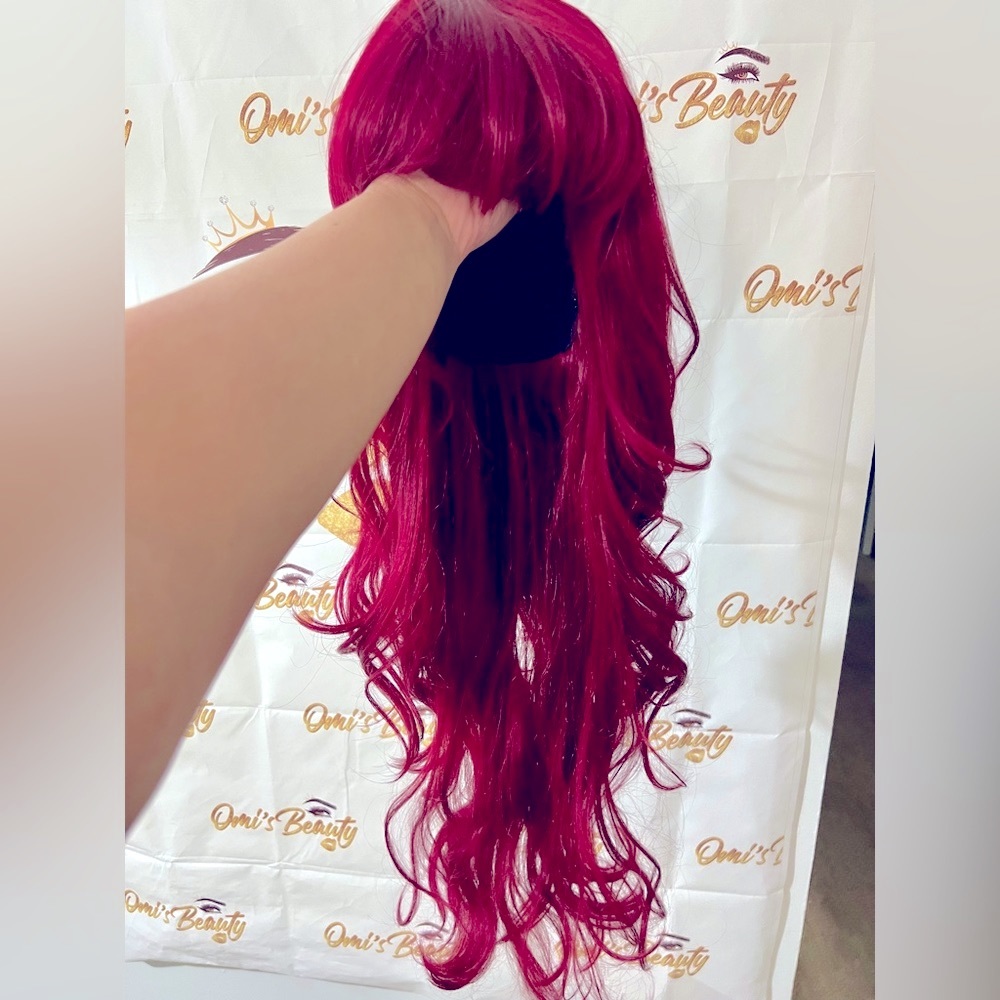 Crimson Red Full Wig